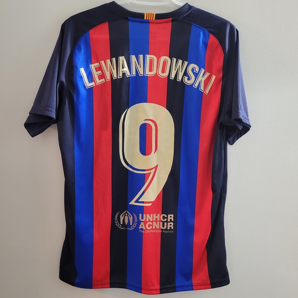 FC Barcelona Soccer Jersey Lewandowski 9 Spotify Shirt Size Medium Barca